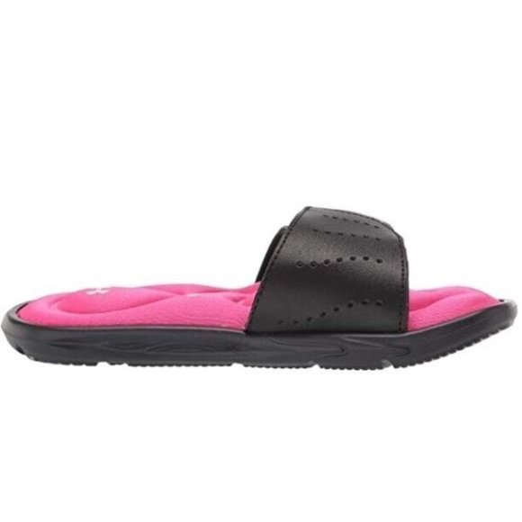 Under Armour Girls Ignite IX Slide Sandal Black/Pink/White 3Y US Little Kid New - Picture 8 of 9